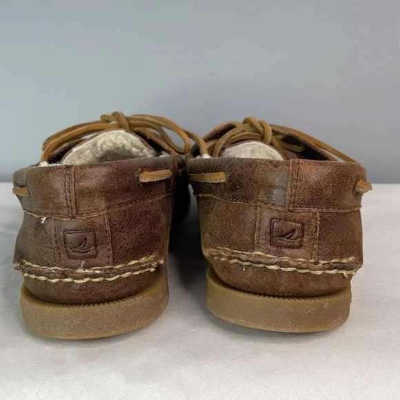 SPERRY Sherpa Lined Mens Top-Sider Boat Shoes Nutmeg Leather Nautical 9.5 - Picture 8 of 12